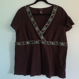 Lane Bryant 18/20 black short flutter sleeve  top